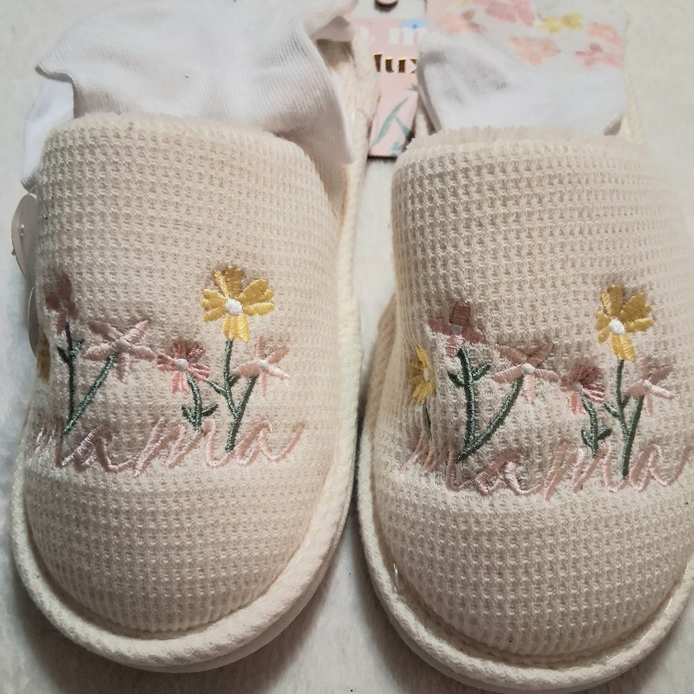Luna Mellow Lux Mama and Me Waffle Weave Slippers Size Medium